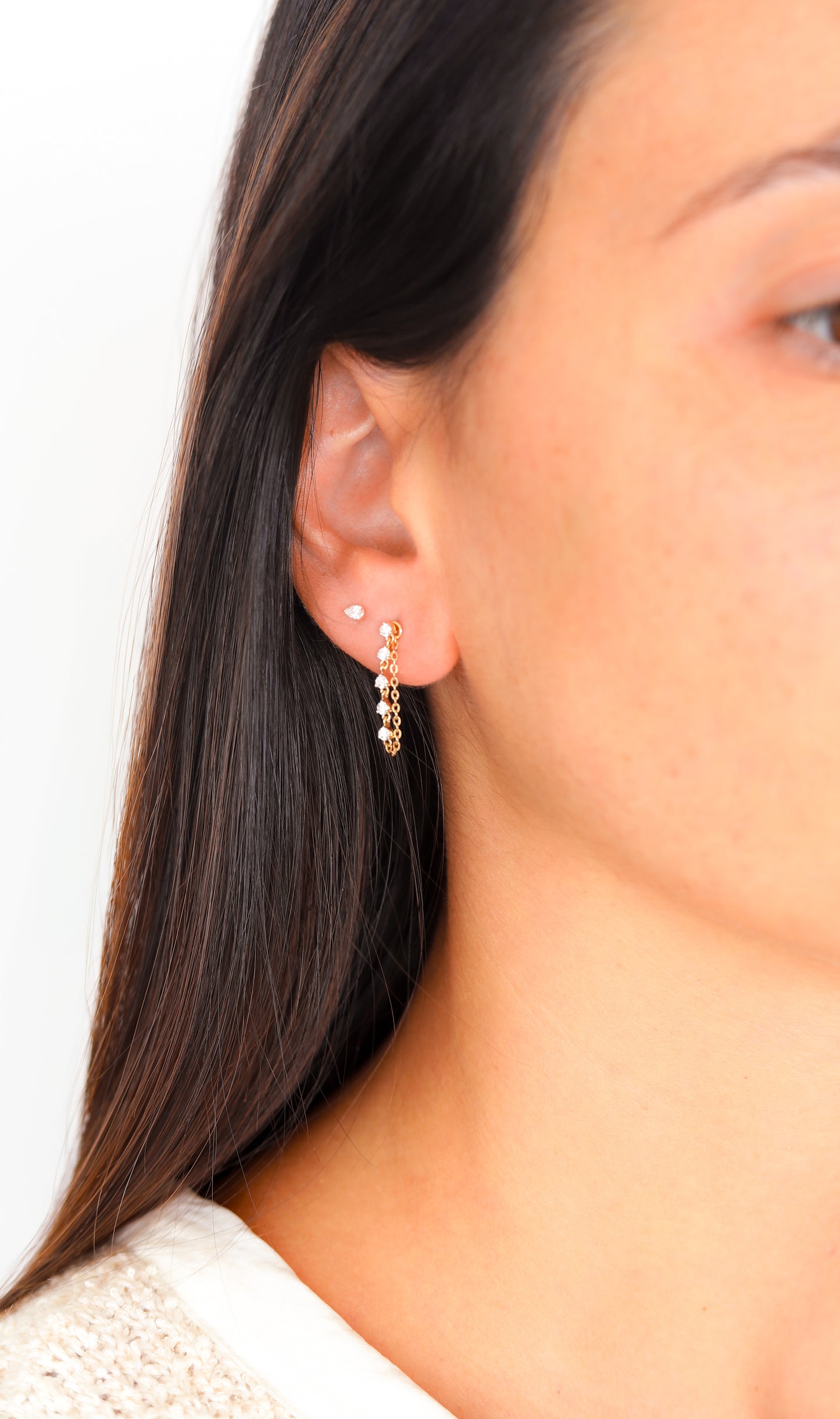 Diamond Mini Pear Stud Earring