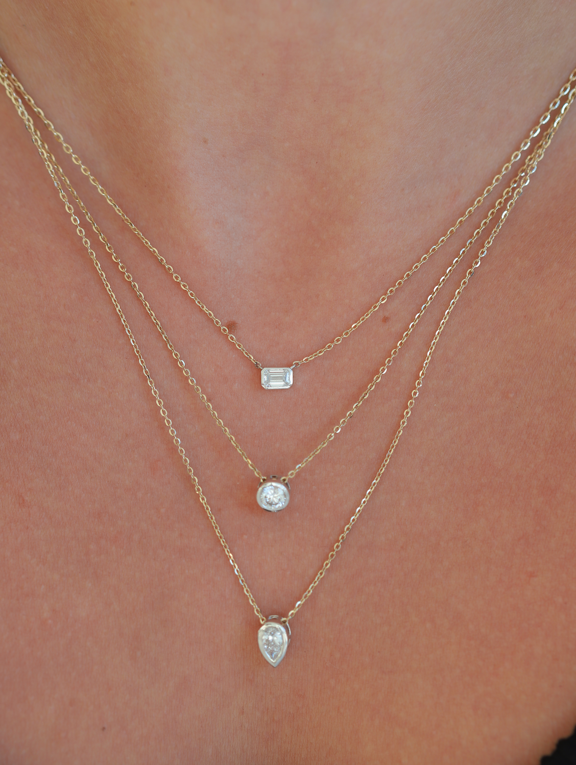 Emerald Cut Diamond Bezel Pendant