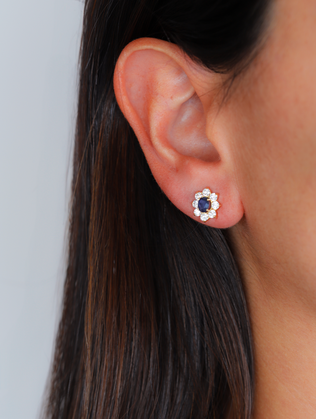 Sapphire Cluster Stud Earrings