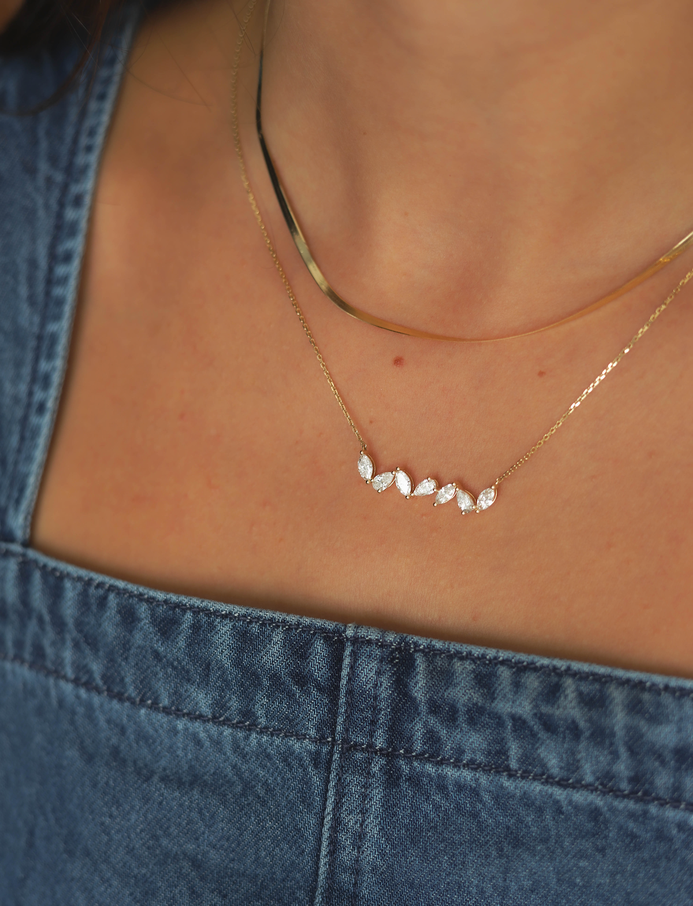 Pear & Marquise Cut Diamond Necklace