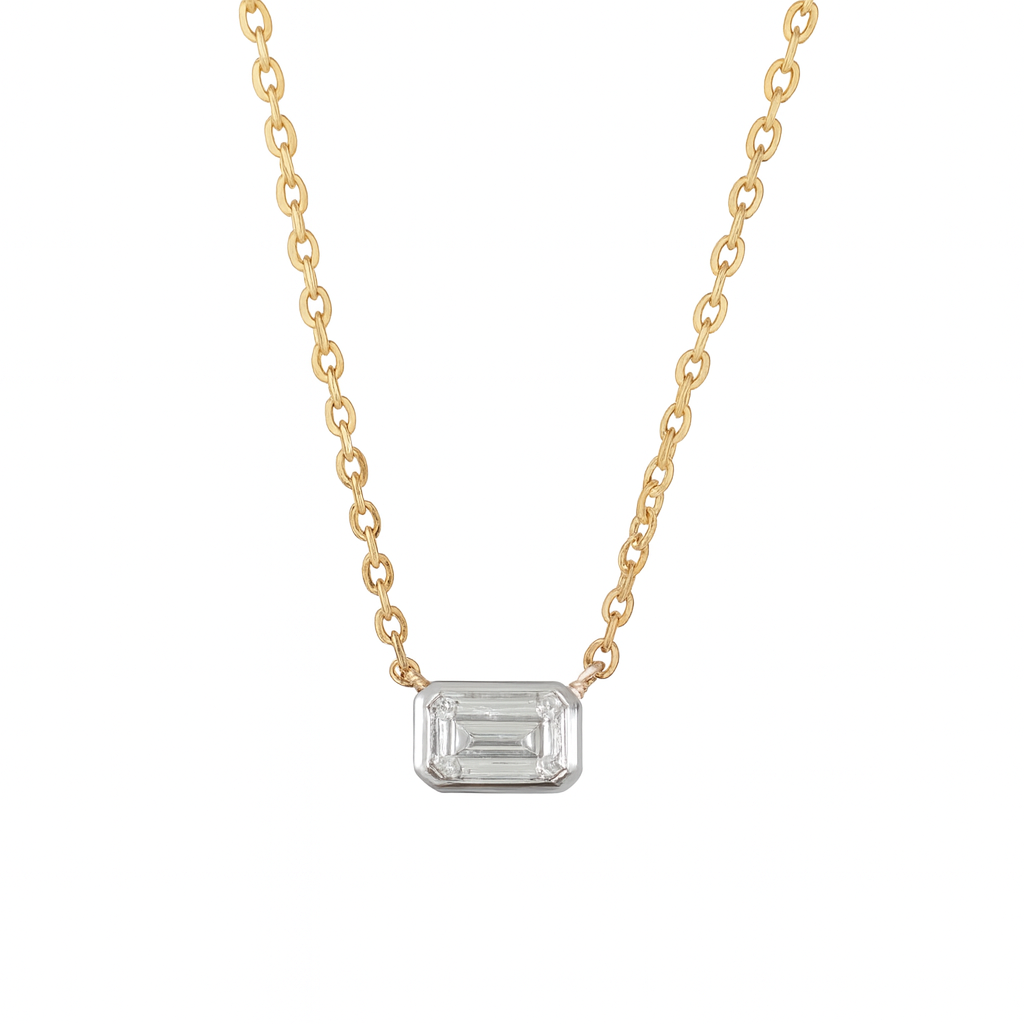 Emerald Cut Diamond Bezel Pendant
