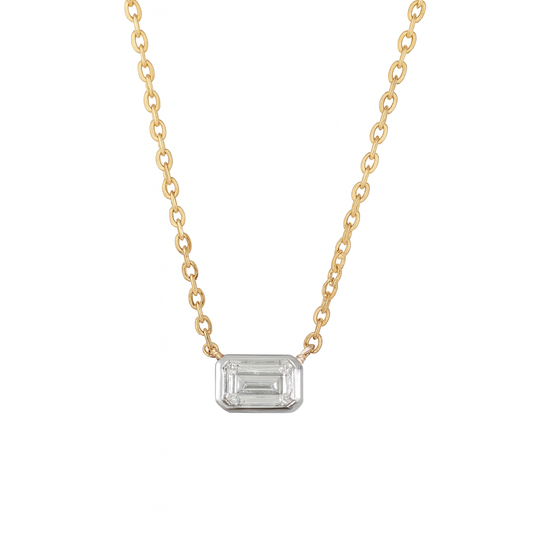 Emerald Cut Diamond Bezel Pendant