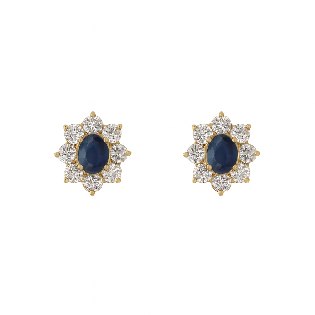 Sapphire Cluster Stud Earrings