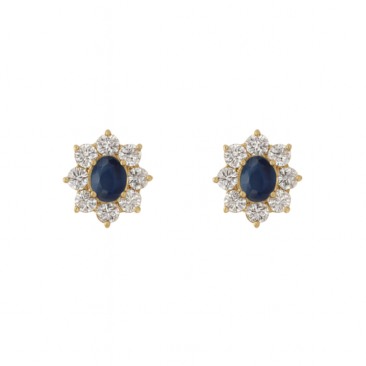 Sapphire Cluster Stud Earrings