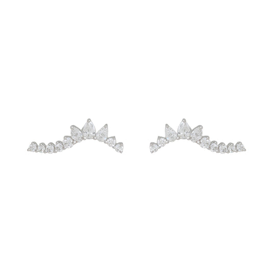 Pear and Round Diamond Climber Earrings