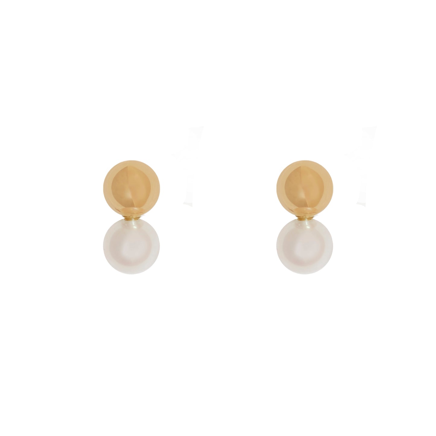 Pearl and Gold Ball Drop Studs