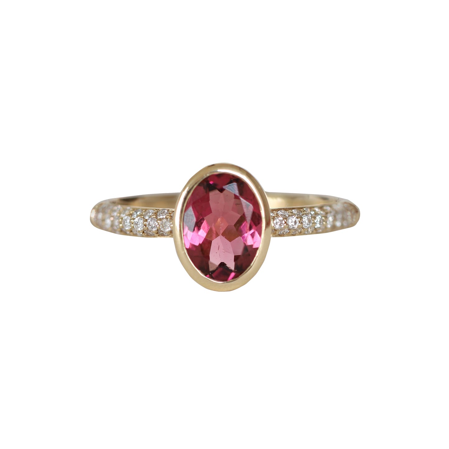 Bezel-Set Pink Tourmaline & Diamond Ring